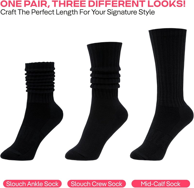 CoolMate Store Women's Scrunch Crew Socks, Slouchy Mid Calf Boot Socks, 3 Pairs Slouch Socks, US Size 6-10 - Image 3